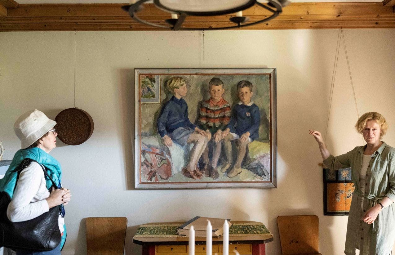 Et maleri som framstiller de tre barna til Harald Sæverud og Marie Hvoslef